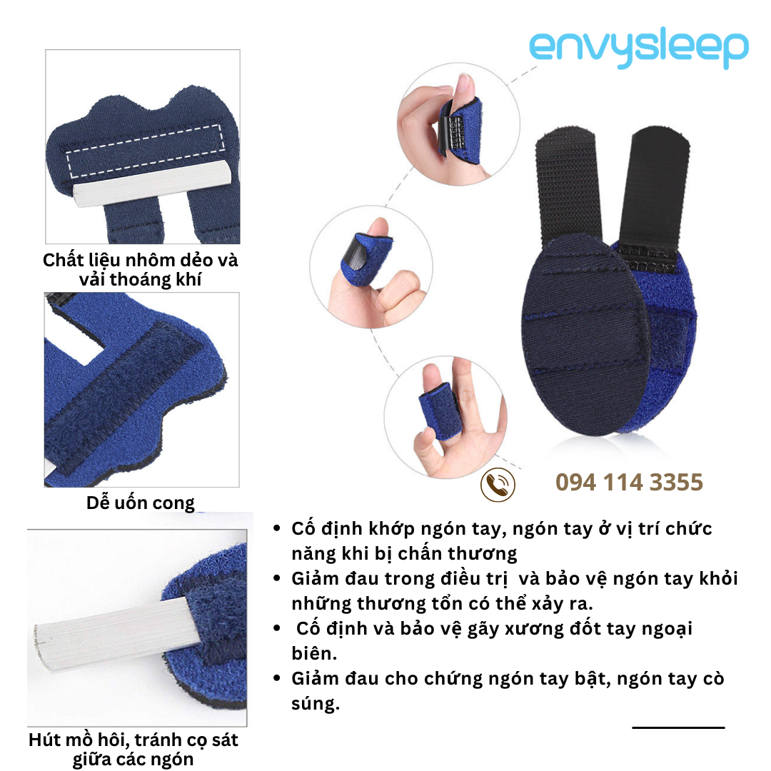 Nẹp ngón tay Envysleep cố định, giữ khớp xương cho ngón gãy trật gân, BỘ 1 CÁI