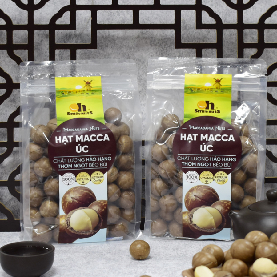 Hạt Macca Úc nứt vỏ nướng Smielnuts_ Trọng lượng 215g/500g - Tặng kèm dụng cụ tách vỏ _ Hạt Macca Úc giúp bảo vệ tim mạch, hỗ trợ trao đổi chất và chống oxy hóa, vị thơm ngọt béo bùi, đảm bảo không hôi dầu