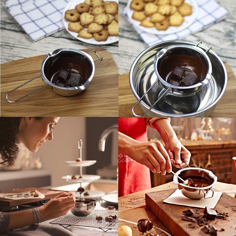 Nồi Nấu Chảy ANAEAT Bằng Thép Không Gỉ Tay Cầm Dài Để Nấu Sô Cô La/ Bơ/ Sáp/ Xà Phòng