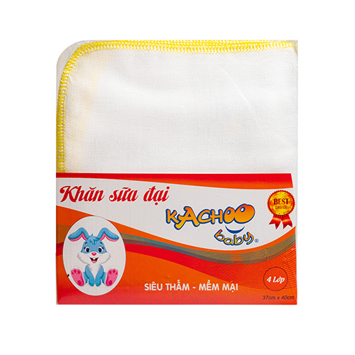 Khăn sữa 4 lớp đại KACHOOBABY (37x40cm) - 5 cái mềm mại, thấm hút tốt, dùng để tắm bé, quàng cổ, lau mặt, thấm sữa