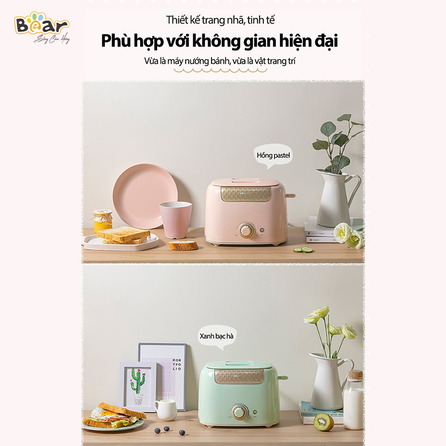 Máy Nướng Bánh Mì Sandwich Bear 6 Mức Điều Chỉnh Tích Hợp Chức Năng Nướng Hẹn Giờ Tự Động DSL-601 - Hàng Nhập Khẩu