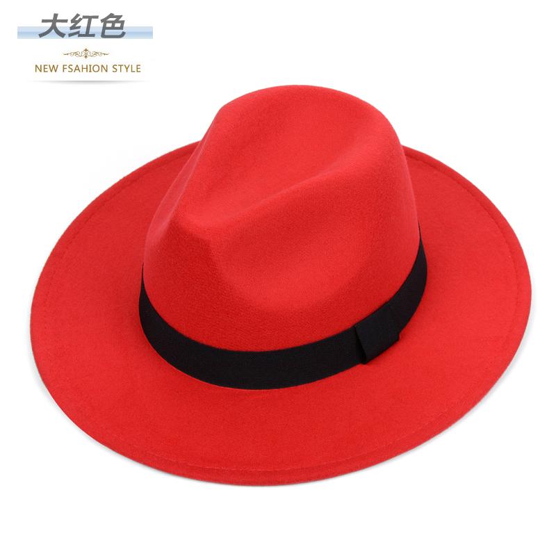 Cha Mẹ Nón Rộng Vành Thu Đông Thời Trang Nữ Mũ Jazz Bộ Đội Mùa Đông Nón Fedora Dành Cho Người Đàn Ông Mũ Len Thời Trang Chapeau femme Đen Nón