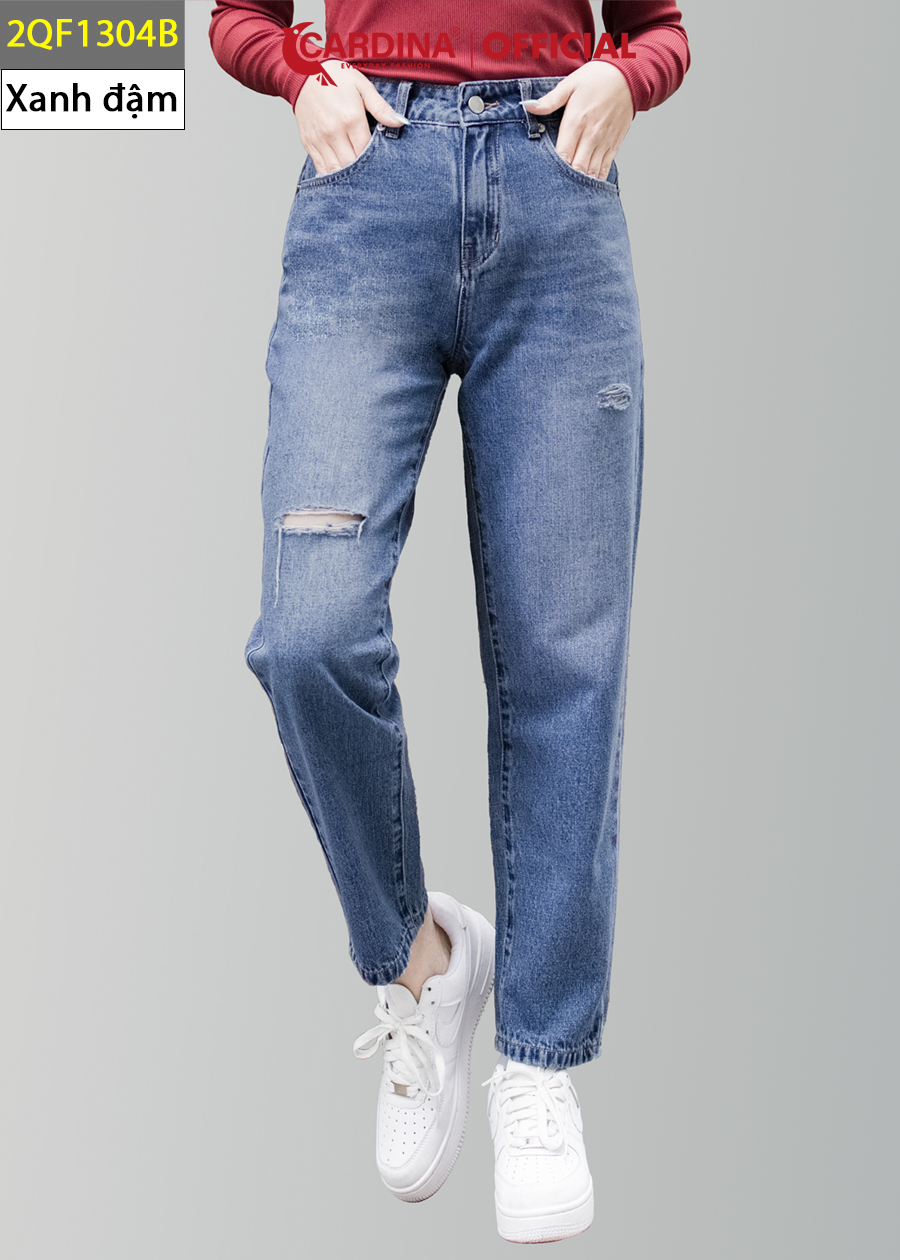 Quần Jeans Nữ CARDINA Cao Cấp Dáng Baggy Cài Khuy Có Khóa Kéo Dễ Mix Đồ 2QF13  (Không Kèm Áo)