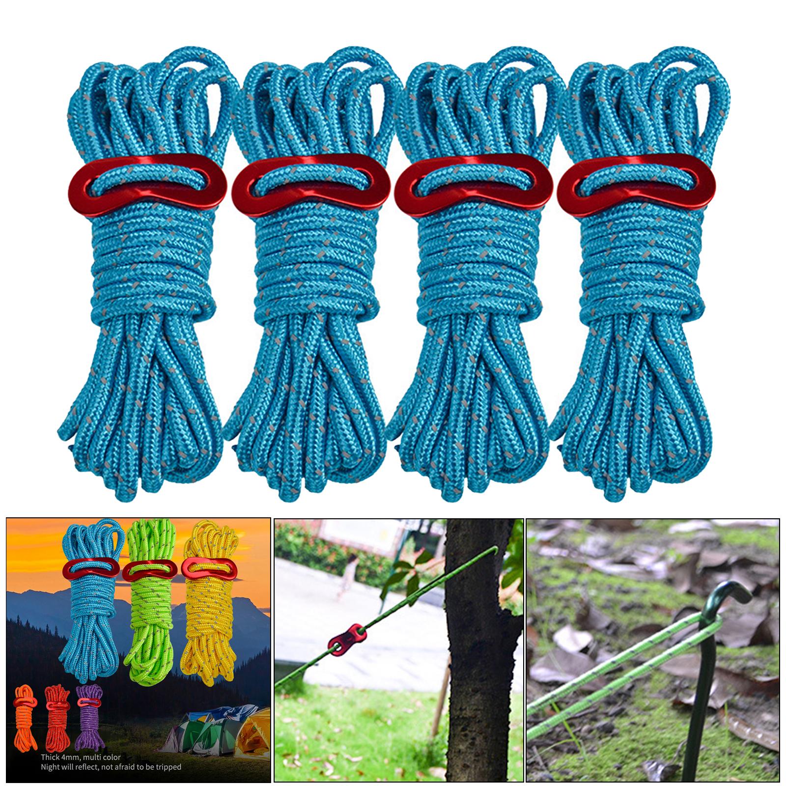 4x Reflective Guyline Camping Tent Rope Cord Guide Sailing Lanyard