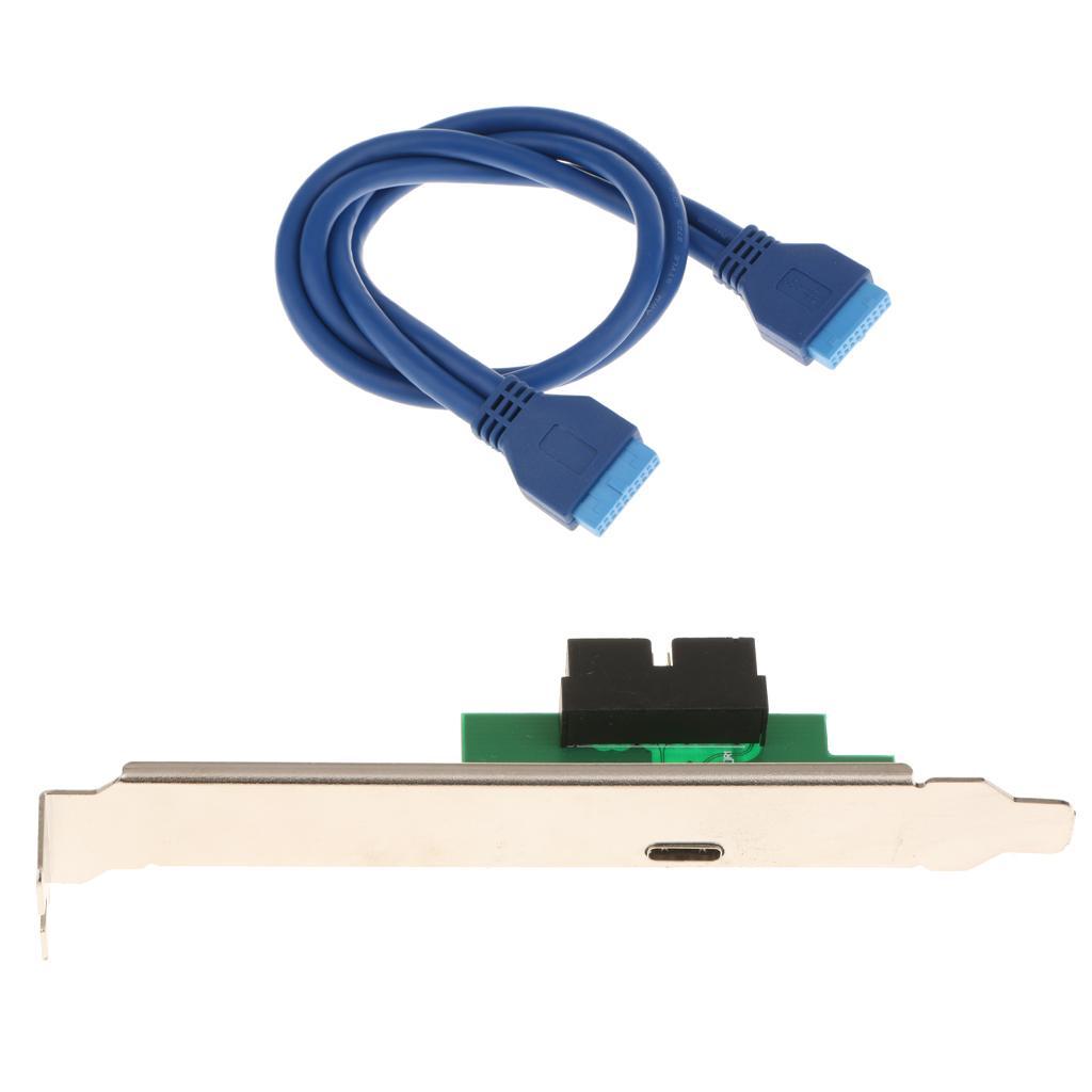 Motherboard 19 Pin Header to USB 3.0 Type C Adapter Converter Bracket Card
