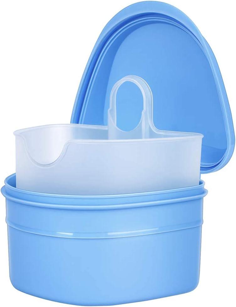 Bộ làm sạch răng giả: hộp làm sạch răng giả với bàn chải răng giả