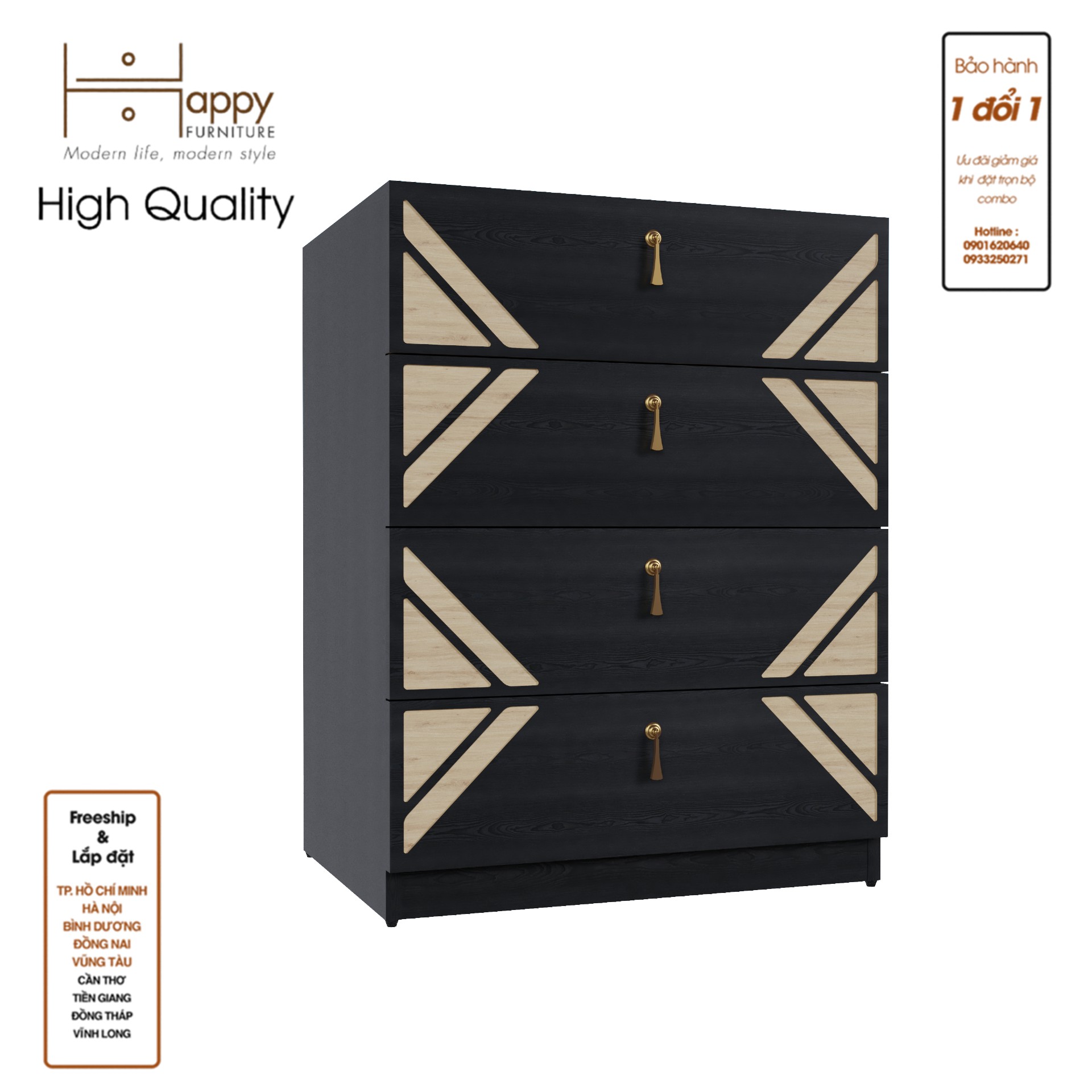 [Happy Home Furniture] CHARIS, Tủ lưu trữ 4 ngăn kéo, 60cm x 45cm x 78cm ( DxRxC), THK_117