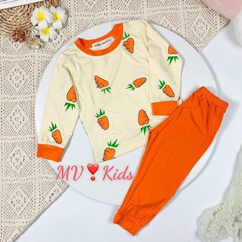 Bộ Quần Áo Dài Tay MINKY MOM Thun Lạnh cho Trẻ Em Bé Trai Bé Gái In Hình Dễ Thương vải mềm mịn thoáng mát TD.03