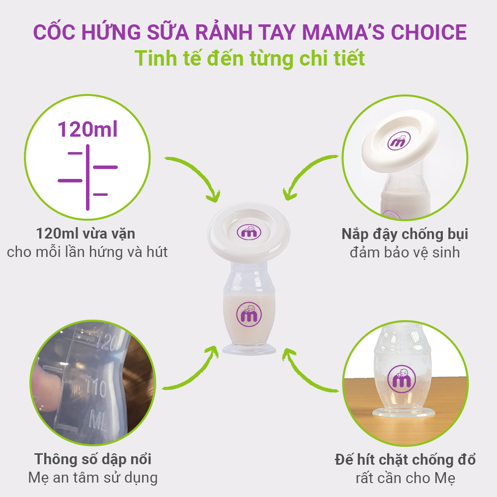 Cốc Hứng Sữa Mama’s Choice, Hút Sữa Rảnh Tay, Chất Liệu Silicone Cao Cấp, Chứng Nhận An Toàn FDA - 1 Cốc