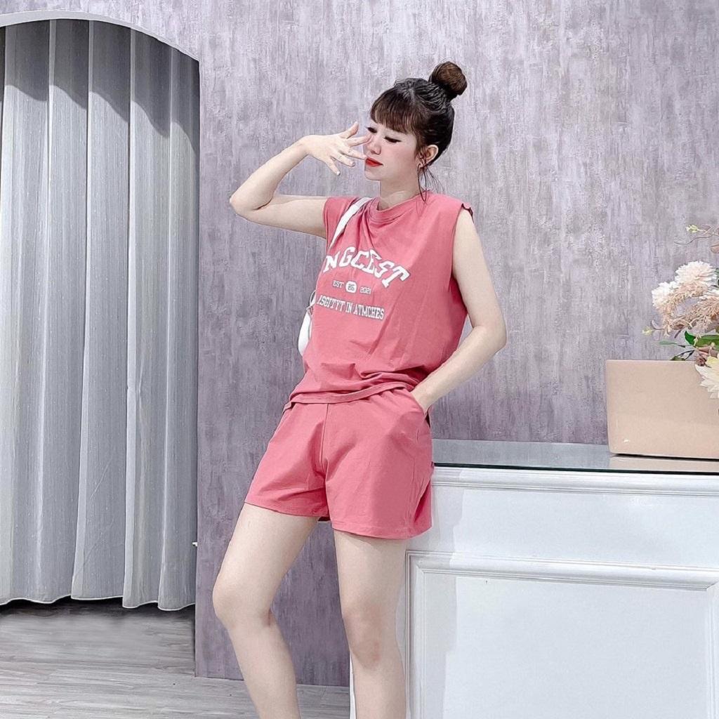 Bộ mặc nhà nữ mùa hè sát nách , đồ bộ bigsize chất cotton