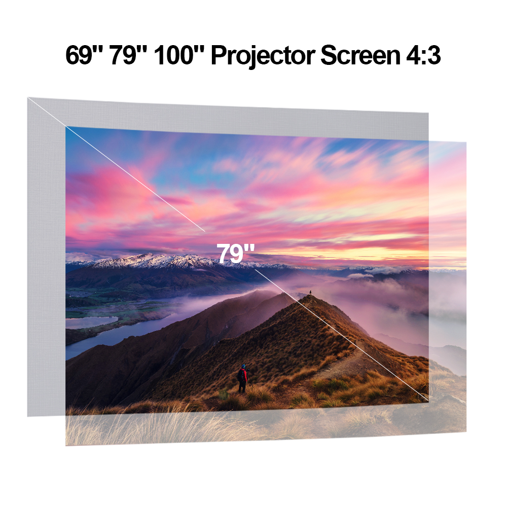 Màn Hình Máy Chiếu PVC Không Khung Chéo Di Động 79 Inch HD 4: 3 Có Thể Gập Lại Treo Tường