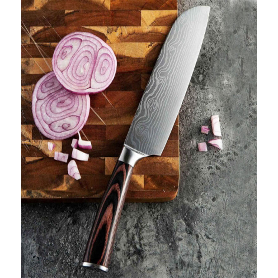 DAO BẾP SANTOKU - DAO NHẬT THÉP DAMASCUS MÃ DT116