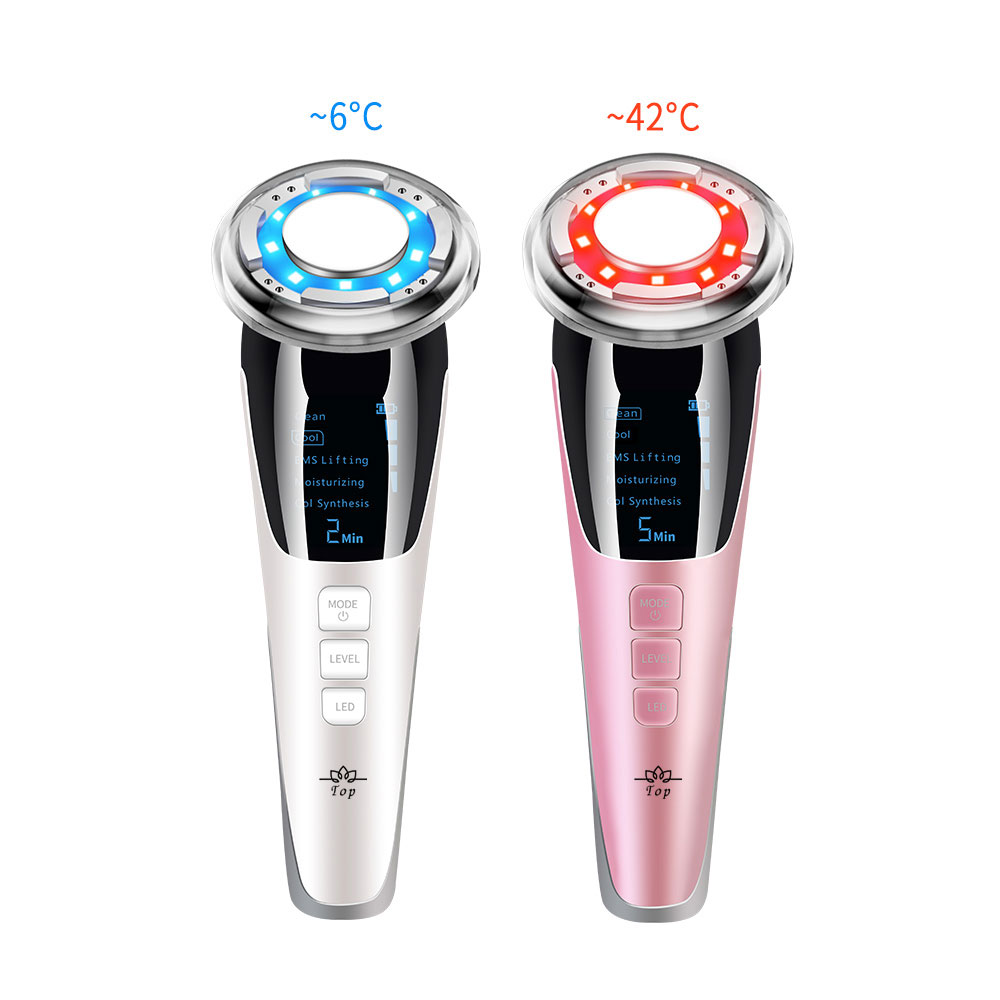 Máy Massage Mặt Làm Đẹp Da 5 in 1 Photon Nóng Và Lạnh EMS Giúp Nâng Cơ Mặt, Rửa Sạch Sâu, Tăng Cường Hấp Thụ Và Khóa Giữ Tinh Chất Dưỡng Da Kèm Máy Massage Mắt Loại Quầng Thâm 