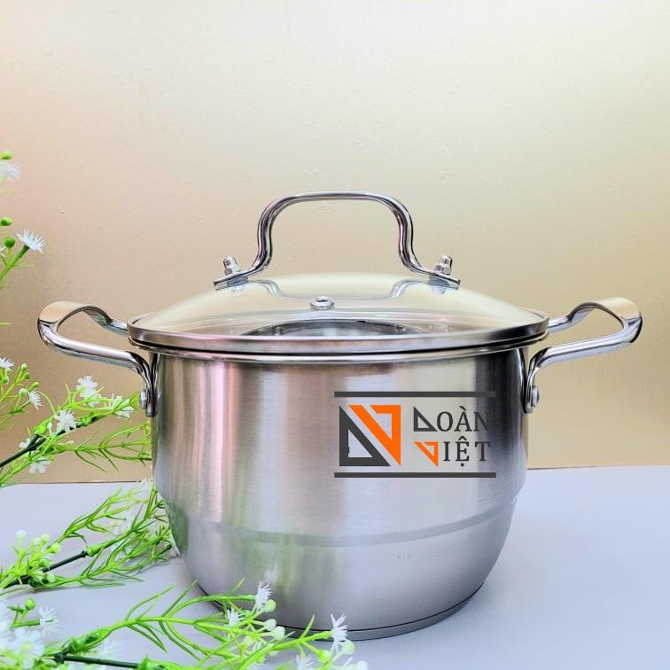 Nồi Xửng Hấp 1 tầng Inox ĐA NĂNG. Vỉ hấp rời sử dụng như Nồi Lẩu SOUP loại lớn dùng các loại bếp, bếp Từ (28cm, 26, 24, 22, 20). Đồ Gia Dụng nhà bếp pha chế làm bánh nguyên liệu