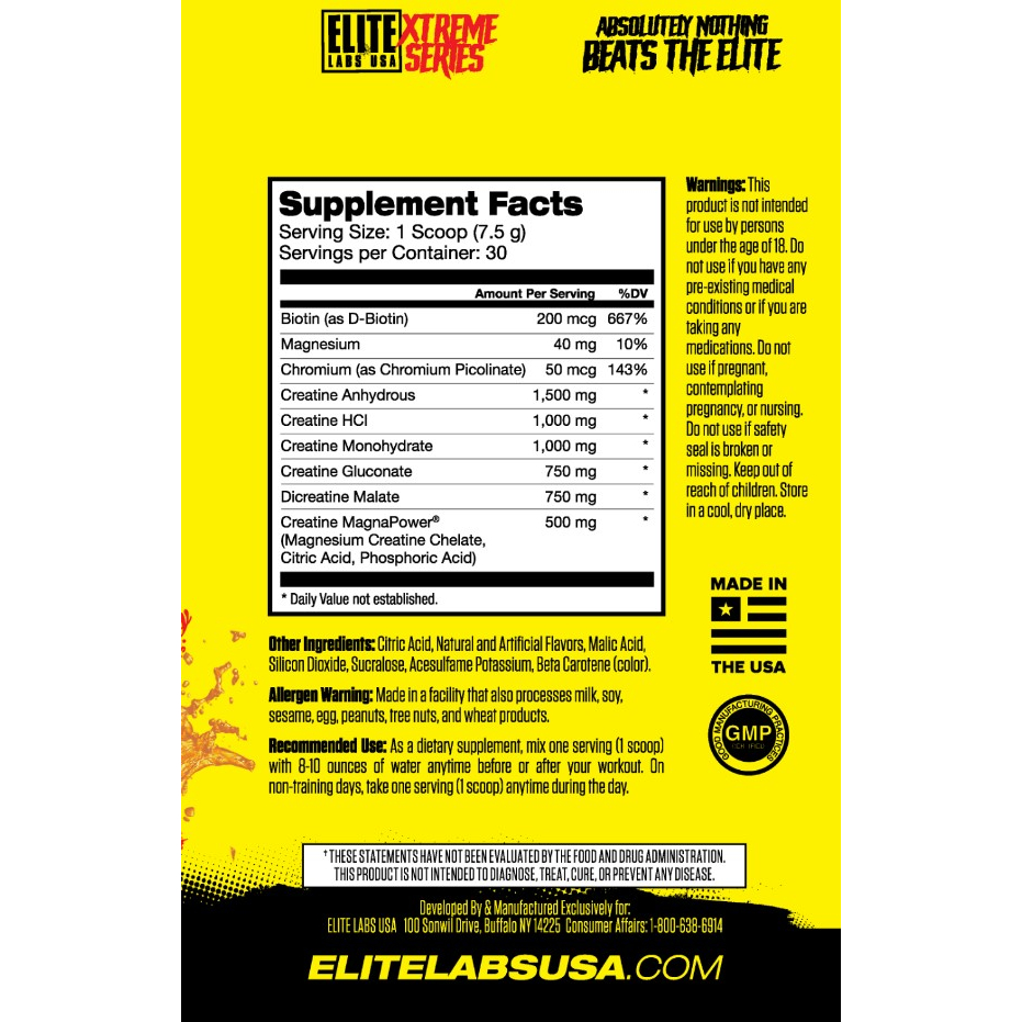 Creatine Metabolic tăng cường sức mạnh cơ bắp vị xoài đào Elite Labs - sữa bổ sung sức khỏe trong tập luyện