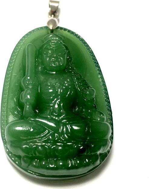 Mặt dây bản mệnh khắc ngài Bất Động Minh Vương đá ngọc tự nhiên cho người tuổi Thân - tuổi Dậu - MDNA15