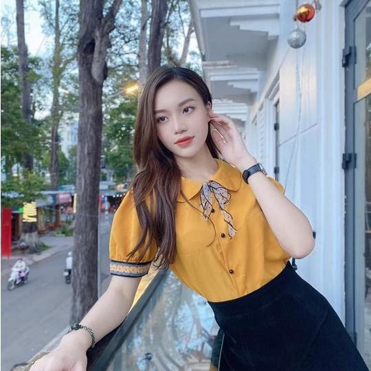 ÁO SƠ MI LỤA CỔ PETER PAN CÓ NƠ THẮT AM01