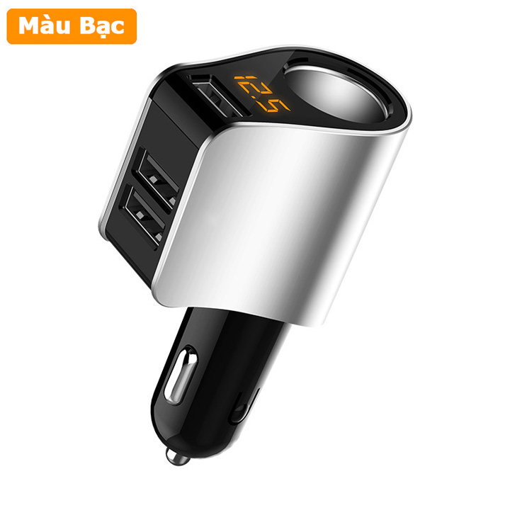 Tẩu sạc 3 cổng USB có màn hình hiển thị điện áp và một lỗ tẩu HY-10