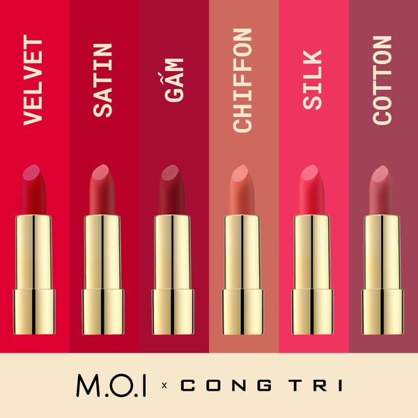 Set 3 Thỏi Son Môi M.O.I Hồ Ngọc Hà Son Thỏi Lì M.O.I x Công Trí (Tặng Túi)