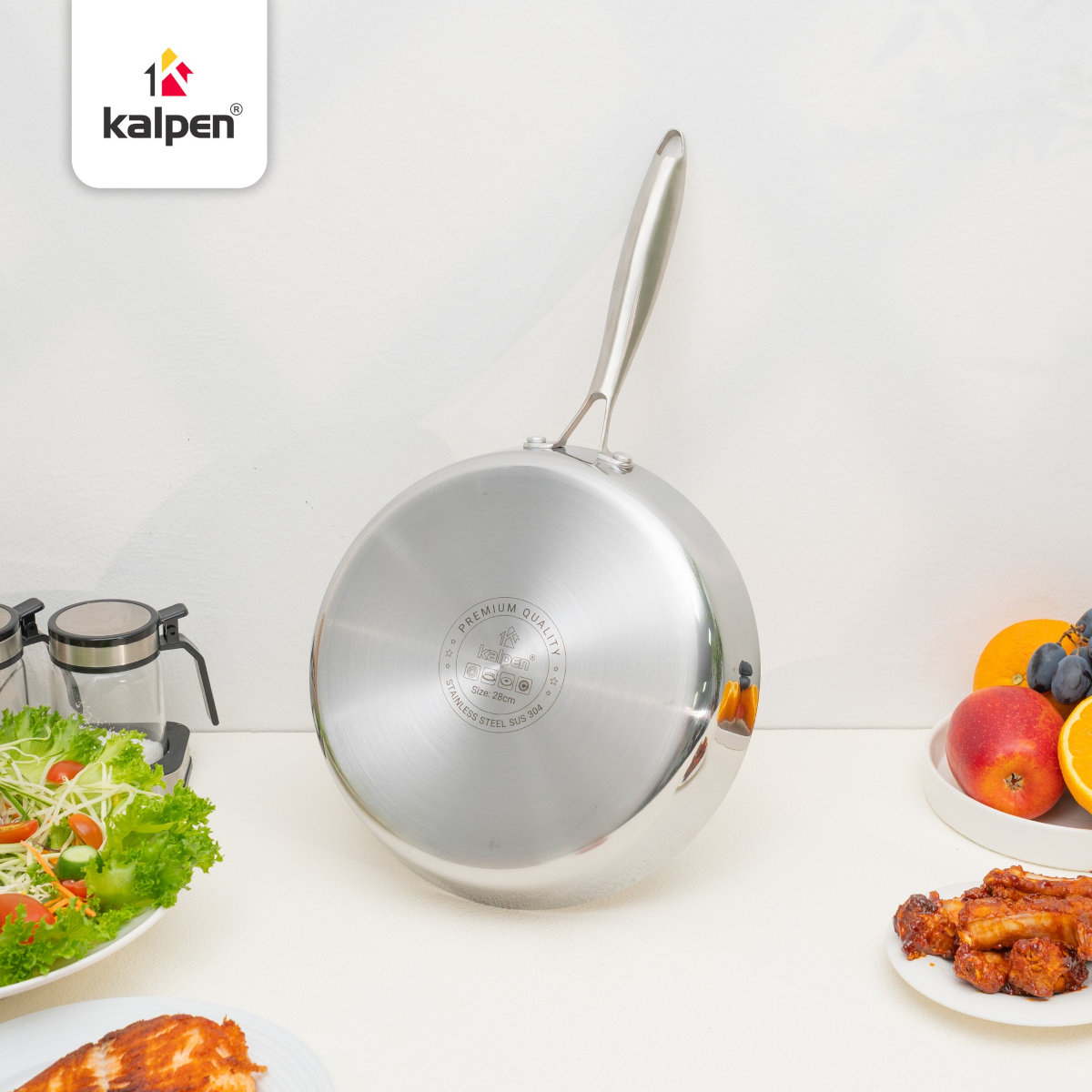 Chảo Inox 304 đúc liền khối 3 lớp Kalpen Luxus size 26cm, bảo hành 5 năm