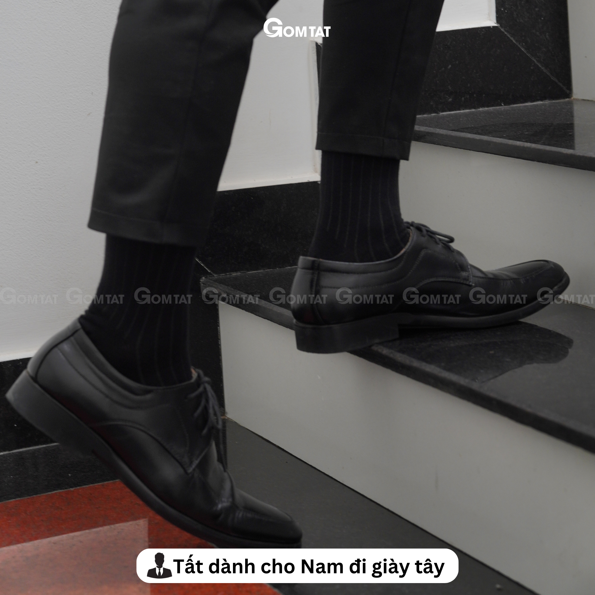 Tất đi giày tây chất liệu cotton cao cấp, vớ nam công sở họa tiết gân chìm lịch lãm - GOM-TAYGANCHIM-1DOI