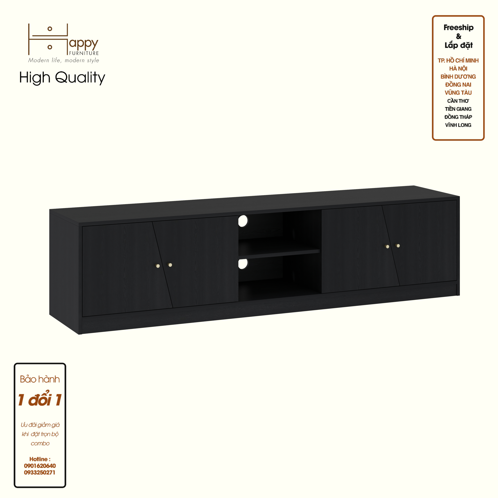 HAPPY FURNITURE , Kệ TV 4 cửa mở - DALEY , KTV_102 , 200cm x 45cm x 50cm DxRxC