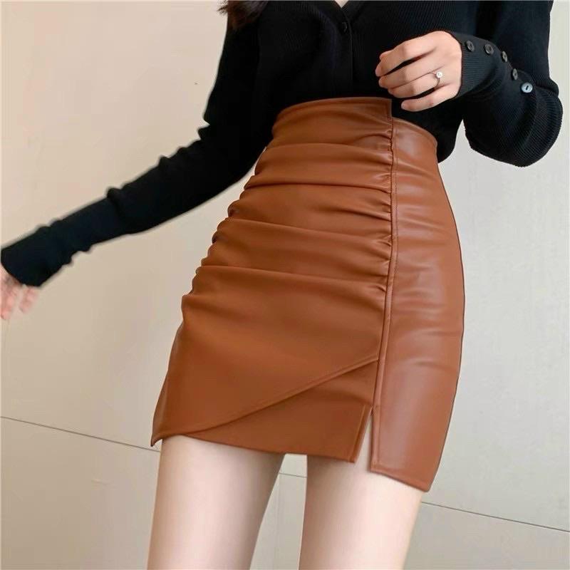 Chân váy da hàng quảng châu cạp siêu cao