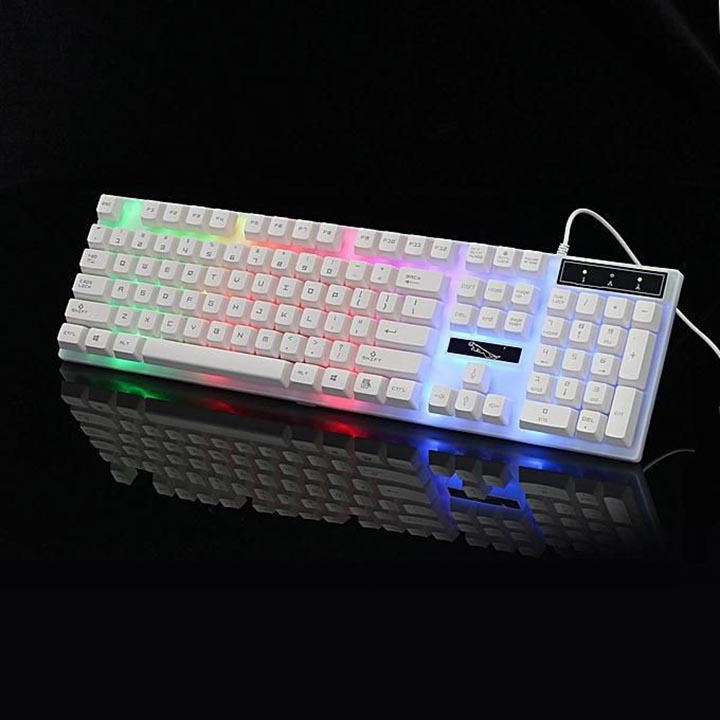 Bàn phím máy tính laptop Hewolf keyboard giả cơ có đèn LED kèm chuột tương thích hầu hết các thiết bị hàng chính hãng