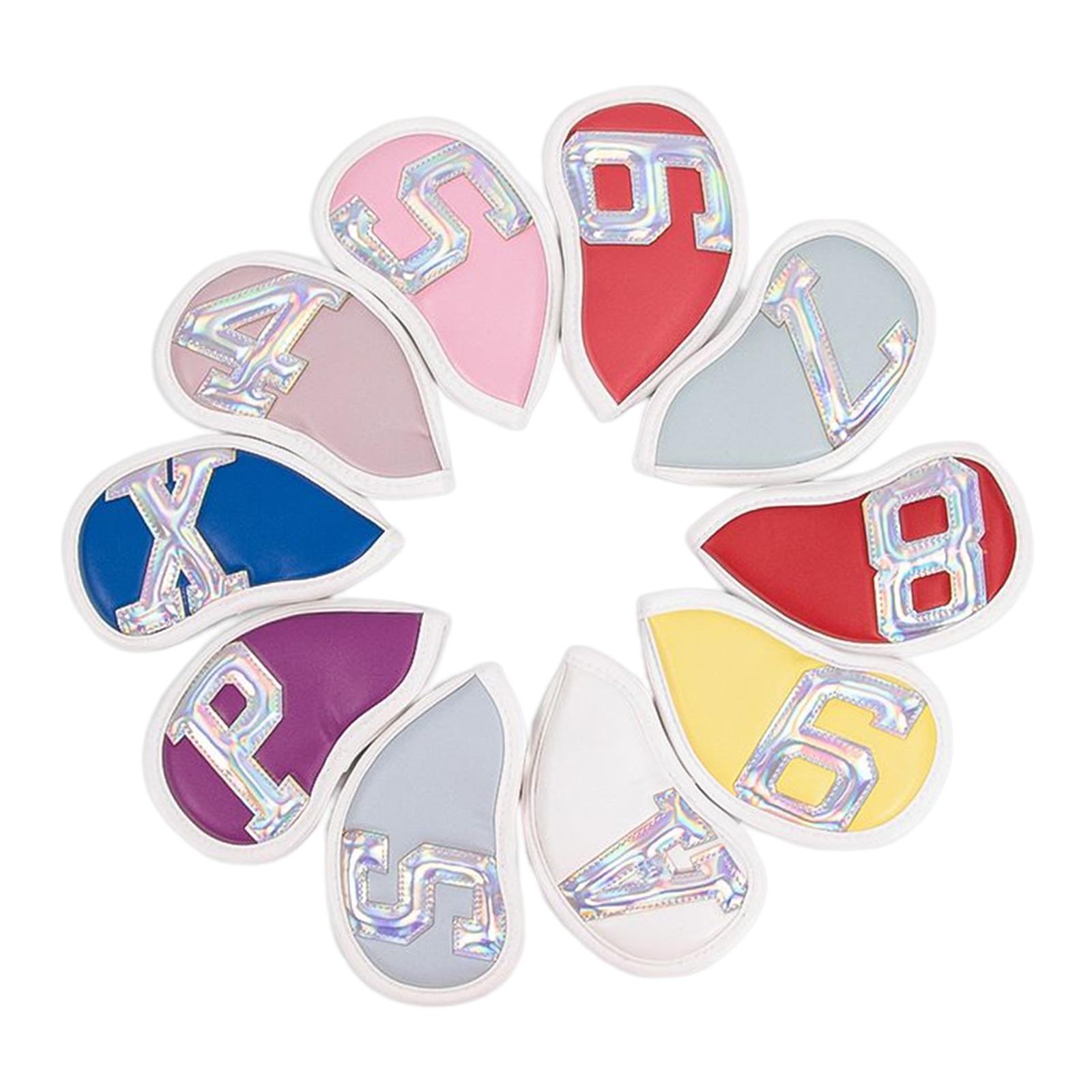 10x PU Leather Golf Iron Headcover Club Head Cover Protection Guard