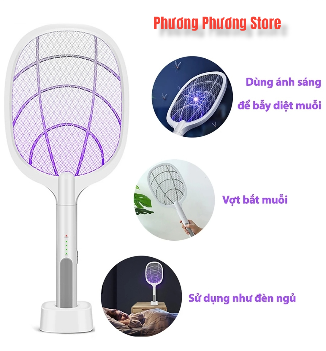 ( Hàng Cao Cấp ) Vợt Muỗi Thông Minh 3 in 1 Super Pro Tích Hợp Vợt Bắt Muỗi, Bẫy Muỗi và Đèn Ngủ Siêu Tiện Lợi, An Toàn Giúp Bảo Vệ Giấc Ngủ Gia Đình Bạn ( Tặng kê điện thoại )