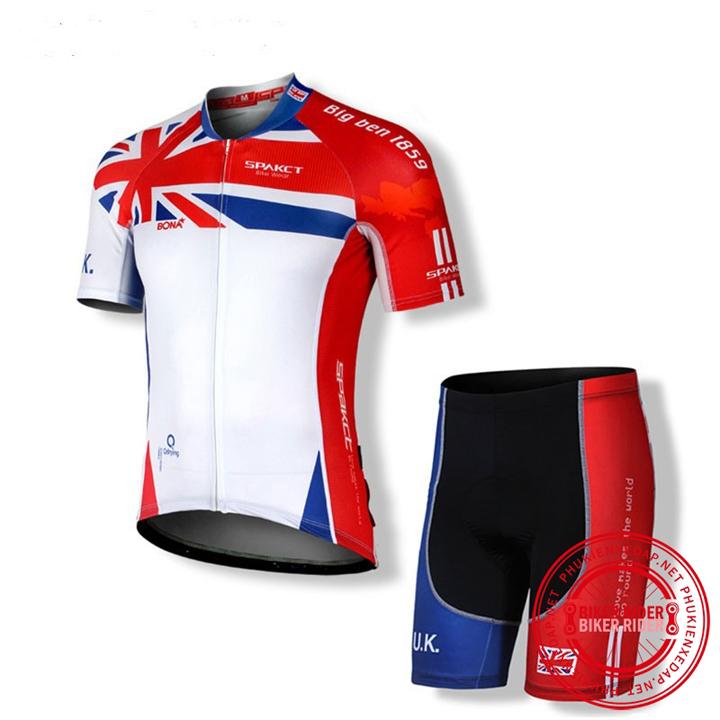 Quần áo đạp xe , Bộ Quần Áo Xe Đạp ngắn tay cờ Anh PKXD-1064