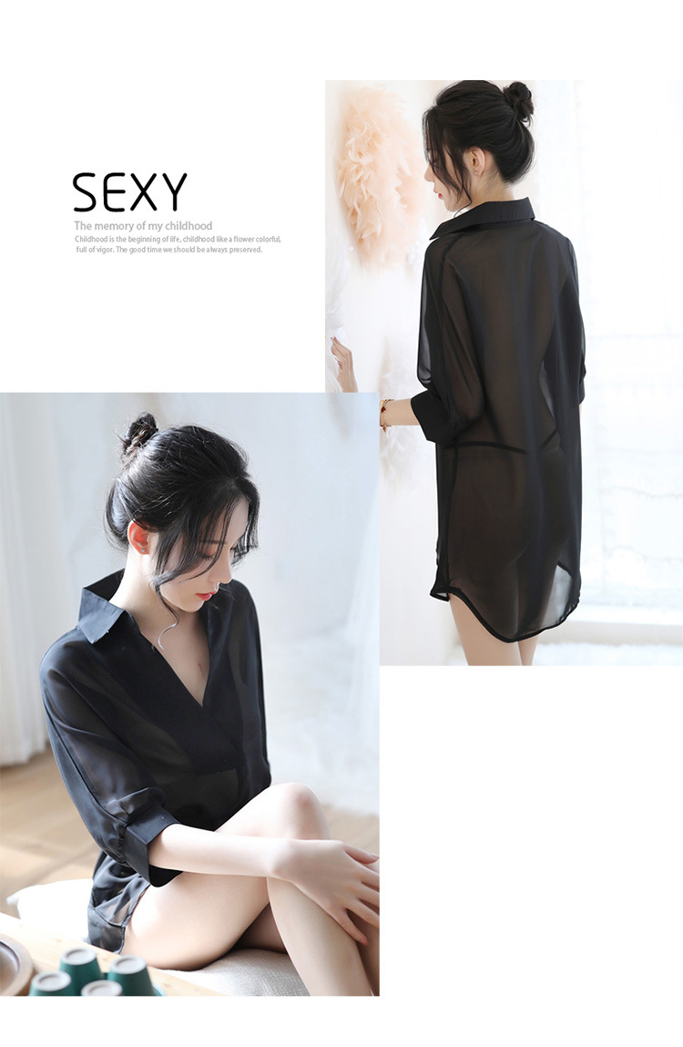 Đầm ngủ sơ mi xuyên thấu gợi cảm TK1897