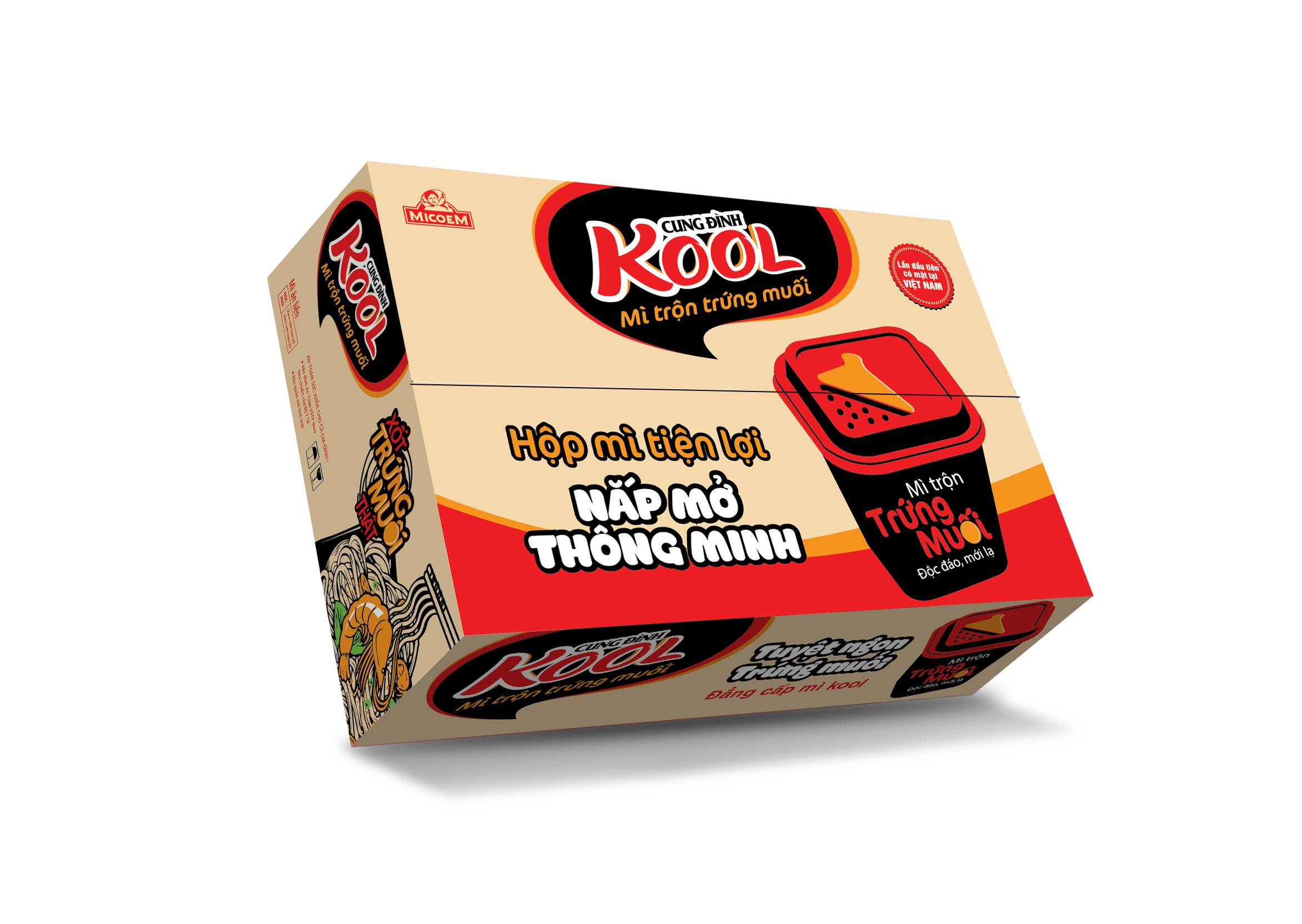 Thùng 12 Hộp Mì Trộn Trứng Muối Cung Đình Kool (90g x 12 Hộp)