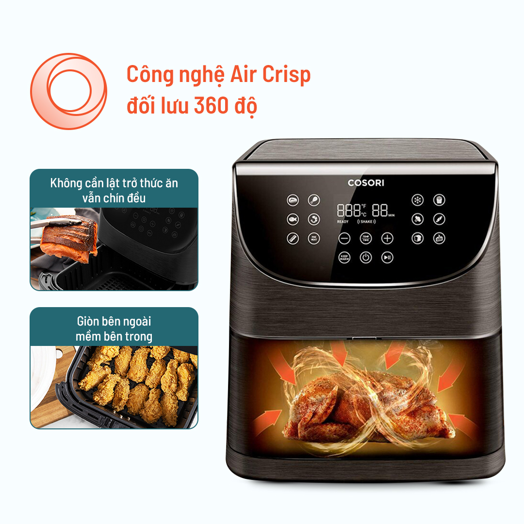 NỒI CHIÊN KHÔNG DẦU ĐIỆN TỬ COSORI (AIR FRYER) 5.8 Qt / 5.5 LÍT- HÀNG CHÍNH HÃNG