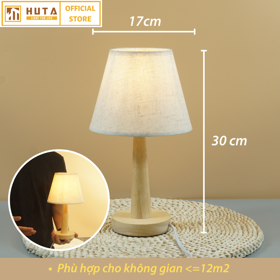 Đèn Ngủ Gỗ HUTA Light For Life G2 Chao Nón Vintage Dễ Thương, Decor Trang Trí Phòng Ngủ, Điều Chỉnh Độ Sáng, Bóng Led Sáng Vàng Tiết Kiệm Điện