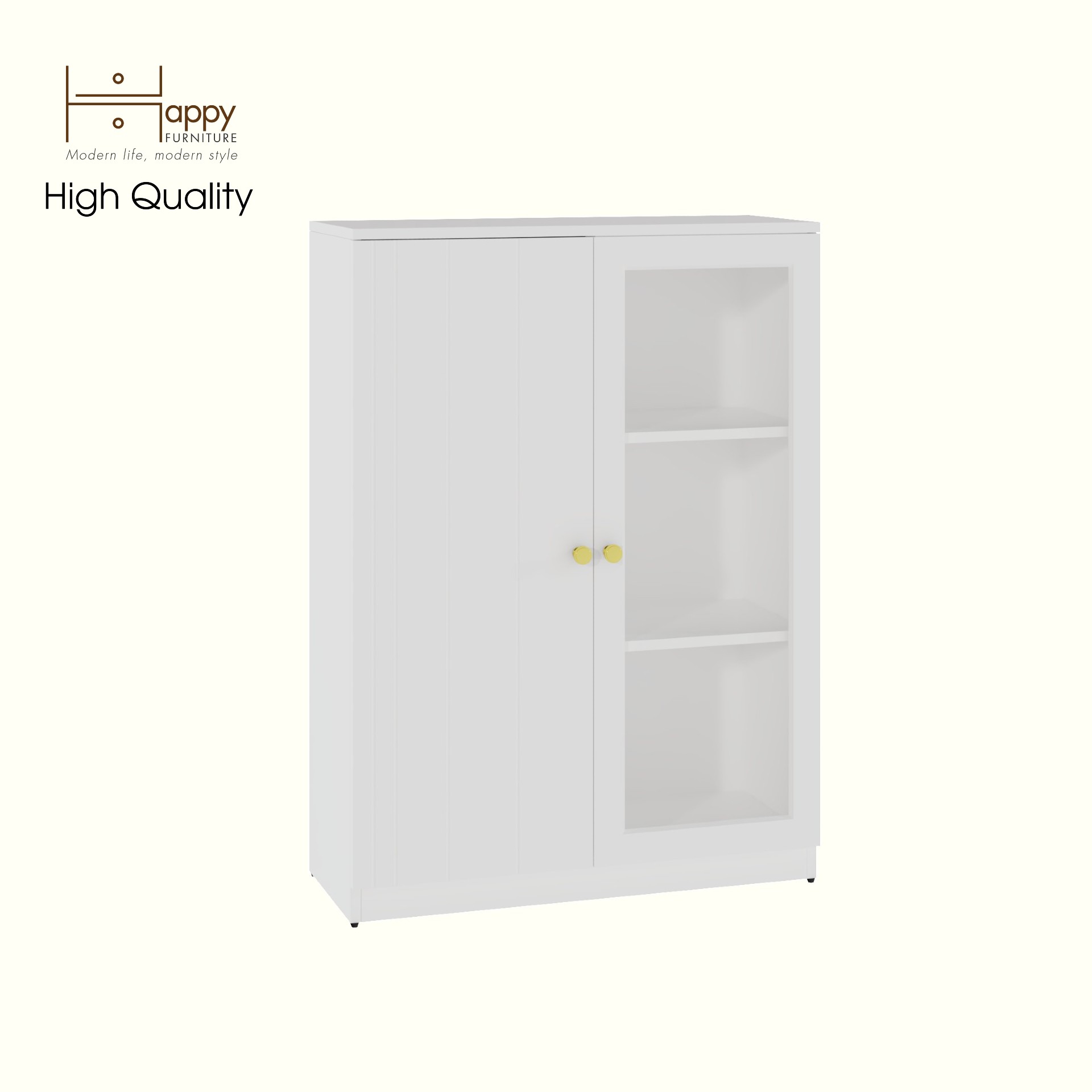 [Happy Home Furniture] JOVIE, Tủ lưu trữ cửa kính 2 cánh mở , 80cm x 32cm x 110cm ( DxRxC), TCM_164