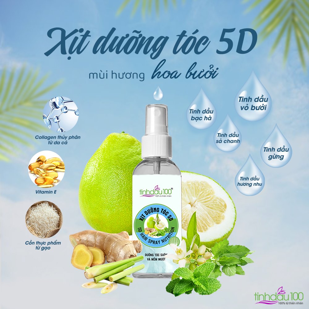 XỊT DƯỠNG TÓC 5D - KÍCH THÍCH TÓC MỌC MỚI VÀ NGĂN RỤNG TÓC 100ml