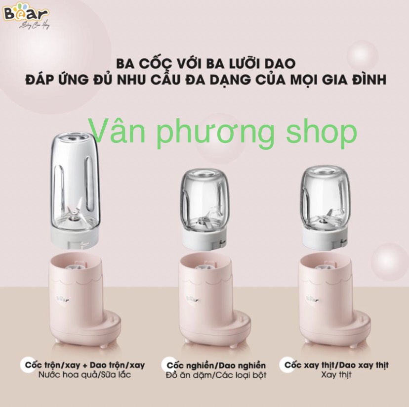 máy xay đa năng 3 cối bear máy xay sinh tố cầm tay máy xay ăn dặm cho bé BẾP NHÀ BEAR LLJ-C04J1 hàng chính hãng