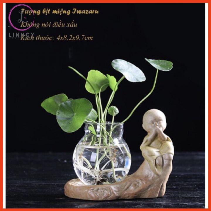 Set 4 tượng An Lạc kèm lọ hoa phong thuỷ dùng trồng cây, nuôi cá cảnh