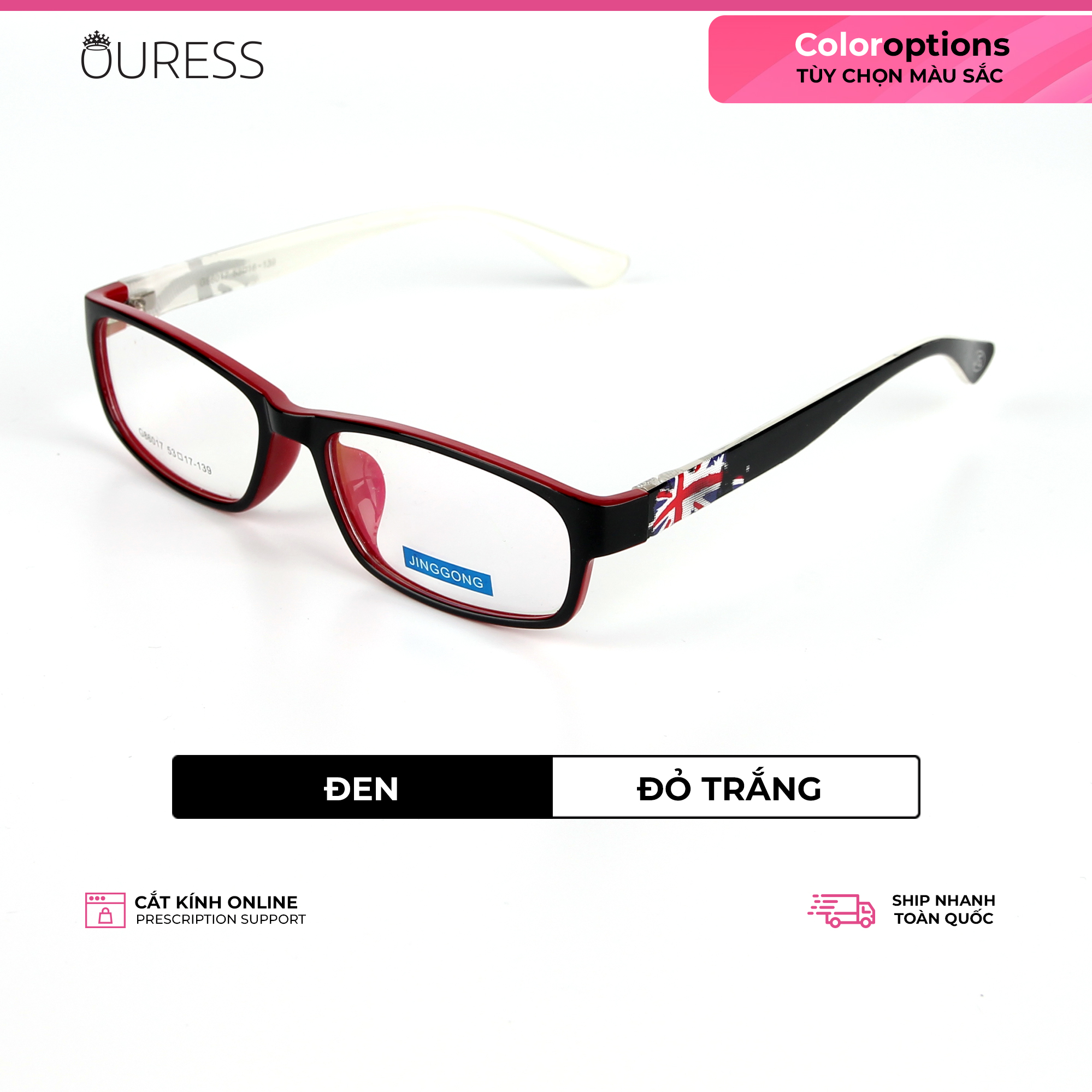 Gọng kính nhựa dẻo tr90 thời trang nam nữ Ouress 86017