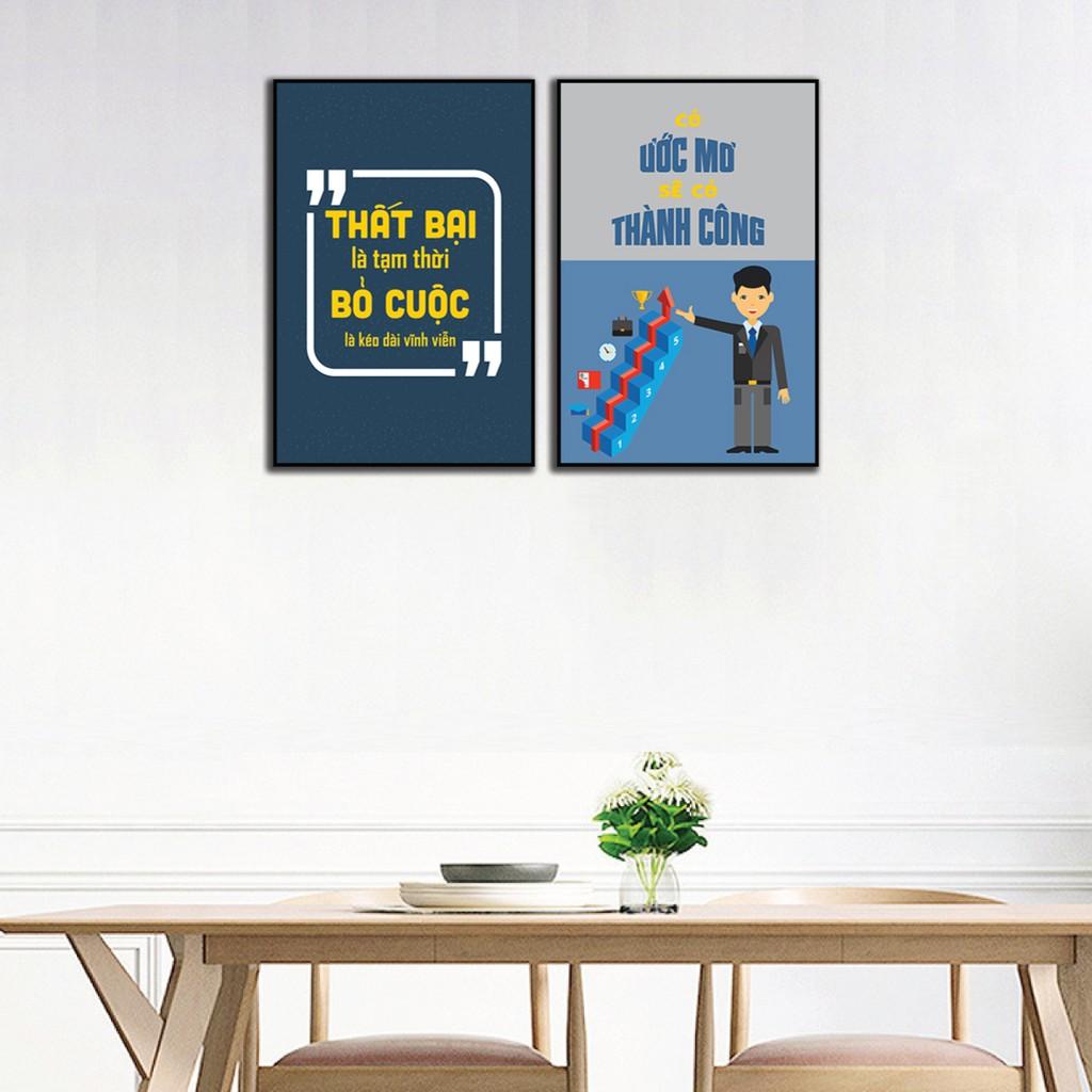 -Tranh văn phòng, tranh slogan, tranh động lực gỗ MDF - Tặng kèm đinh đa năng