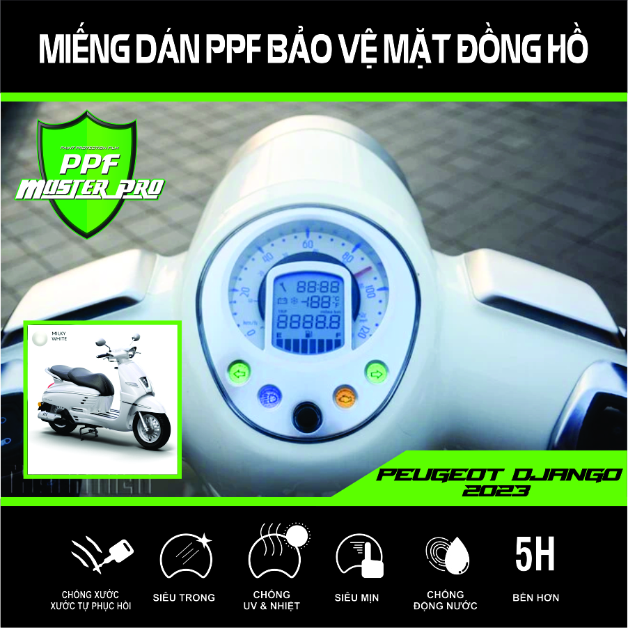 Miếng Dán PPF Bảo Vệ Mặt Đồng Hồ Xe PEUGEOT DJANGO | Chất Liệu Film PPF