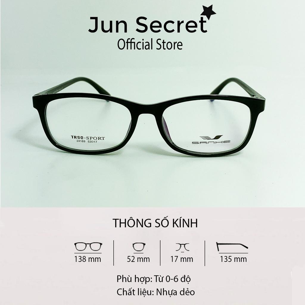 Gọng kính giả cận nam nữ Hàn Quốc gọng nhựa Jun Secret dáng vuông ôm mặt JS24169