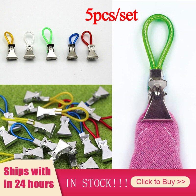 5Pcs/Set Clothes Pegs Metal Stainless Colorful Steel Clothespins Kitchen Bathroom Organize Laundry Tea Towel Hanging Clips Loop