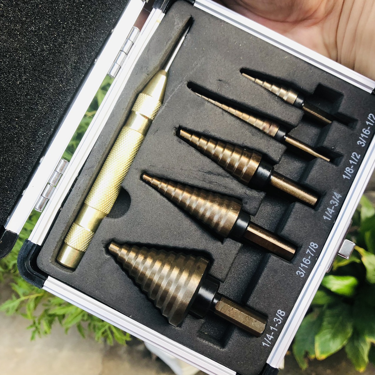 Bộ 5 mũi khoan bước tháp + cây lấy dấu