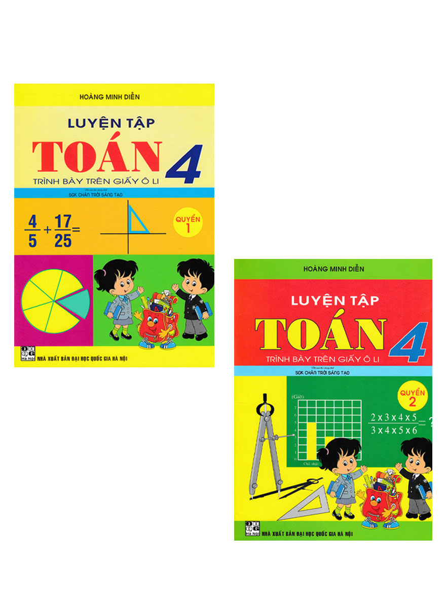 Combo Luyện Tập Toán 4 Quyển 1+ 2 - Trình Bày Trên Giấy Ô Li  - HA