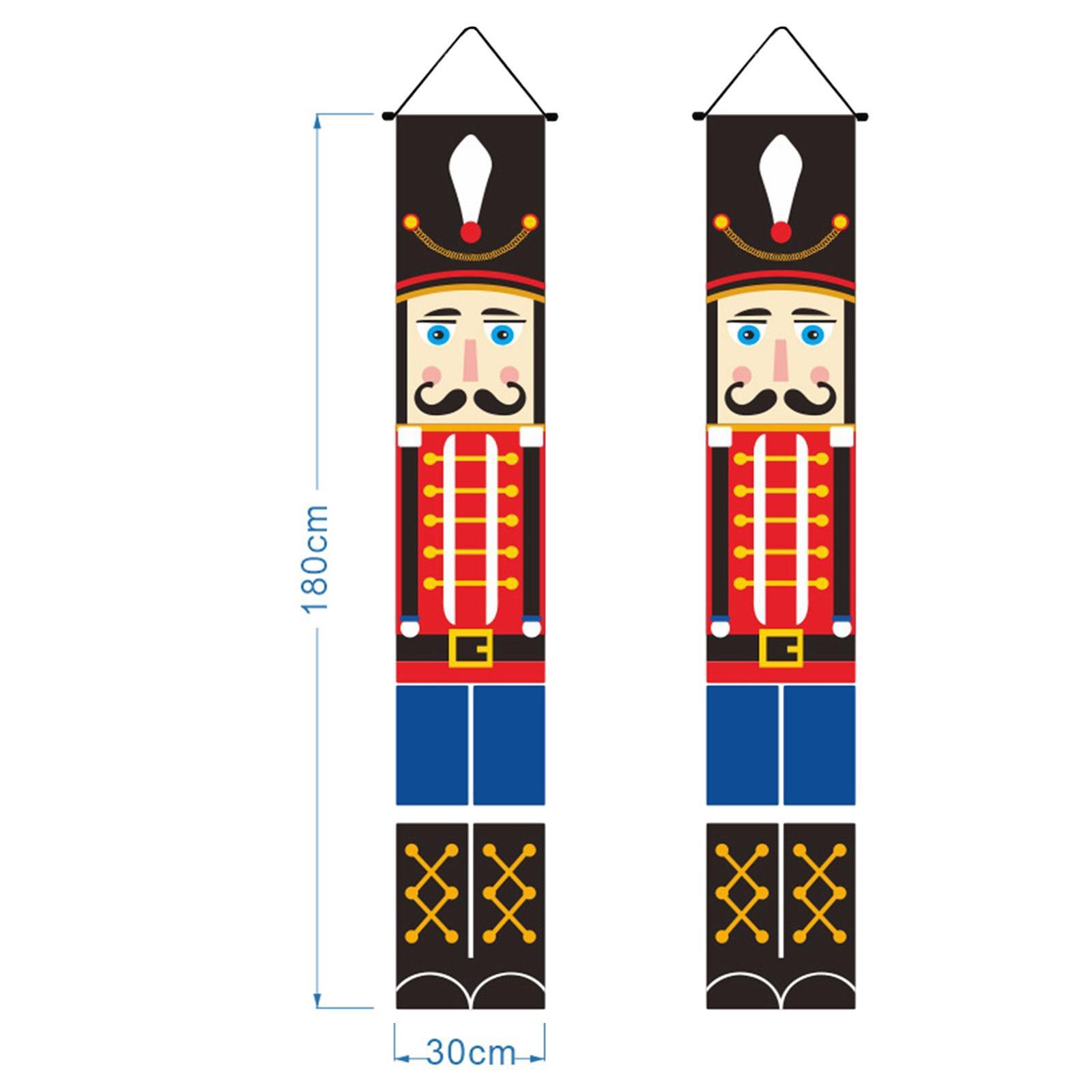 Christmas  Couplet Xmas Porch Sign Nutcracker Curtain Hanging Christmas  Door  for Garden Party  Garage