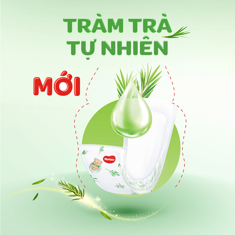 Tã dán sơ sinh Huggies mới (4kg-8kg) - Gói 80 miếng Tràm Trà + Tặng 2 miếng