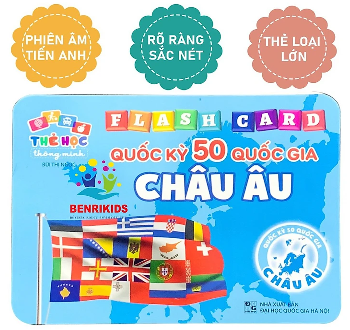 Flashcard Cờ Các Nước, Quốc Kỳ Các Quốc Gia Trên Thế Giới - Flashcard Song Ngữ Anh - Việt Cho Bé, Kèm File Nghe