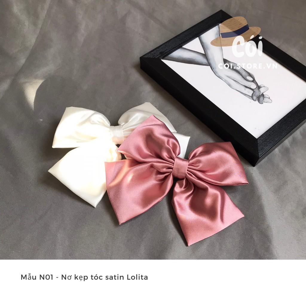 Nơ kẹp tóc lụa satin lolita bản to N01